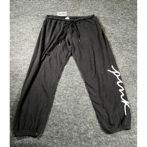 Victoria's Secret Sweatpants Mens XL Black Graphic Logo Cotton Fleece Lined
